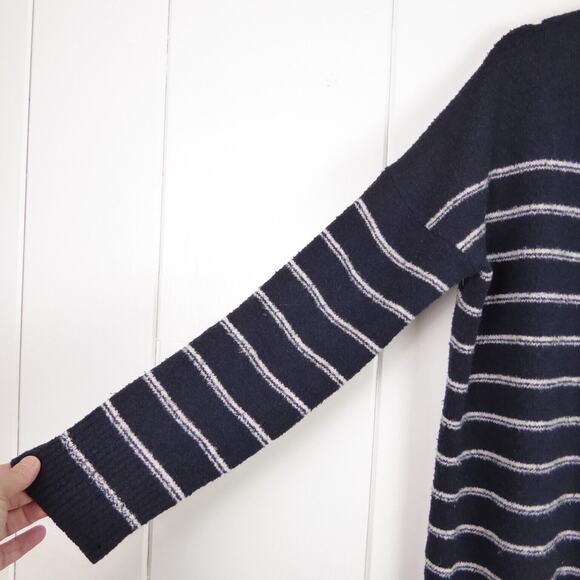 Vince Wool Blend Cardigan Womens SZ L Striped Open Front Cowl Neck Long Sleeved - Picture 3 of 11